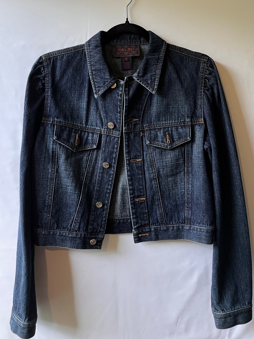 Ralph Lauren Women's Cropped Denim Trucker Jacket Puff Sleeve